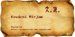Kovácsi Mirjam névjegykártya